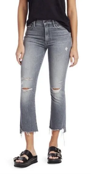 Mother The Insider Crop Step Fray Hem Jeans Ace of Spades Grey Distressed 26 / 2 thumbnail 1