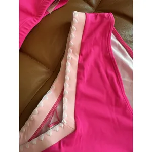 NWT A Image Pink V Waist Sexy Embroidered Bikini Swimsuit Size XL thumbnail 4