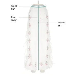 Zac & Zoe Paris White Floral Embroidered Wide Leg Lace Up Pants M 38 Boho Y2K thumbnail 2