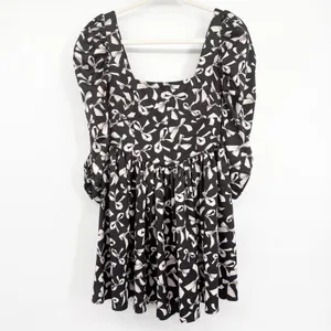 For Love & Lemons Womens Angelica Bow Print‎ Coquette Puff Sleeve Mini Dress XS thumbnail 2