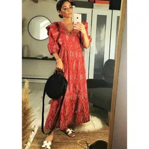 Zara Red Dress with Eyelet Embroidery Midi Length Size Small‎ thumbnail 14