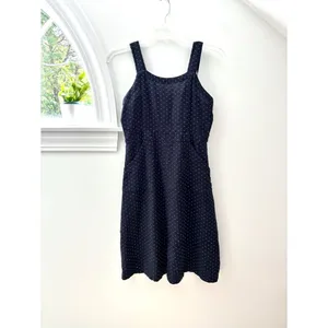Mata Traders Navy Dot Pinafore Dress Small S Overall Apron Midi Cottagecore Mod thumbnail 2