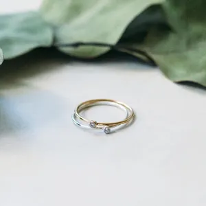 14K White Gold Diamond Stacking Ring Size 6 thumbnail 4