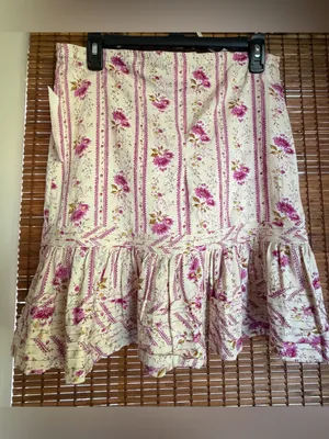 Vintage Angie Girl Floral Cotton Ruffle Mini Skirt Size Medium NWT thumbnail 6