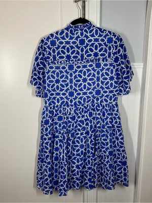 Tuckernuck Anthropologie‎ Ro's Garden Vibeka Ruffle Mini Dress Blue Print Small thumbnail 5