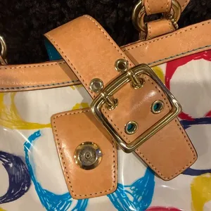 Coach Multicolor PVC Scribble Vachetta Leather Trim Tote Handbag Bag For Women thumbnail 4