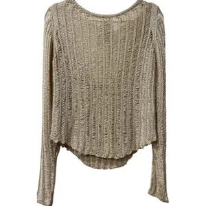 Free People Let's Dance Long Sleeve Open Back‎ Ladder Gold Knit Sweater XS New thumbnail 3