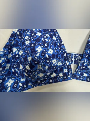 aerie Blue Floral Print Bikini Top thumbnail 2