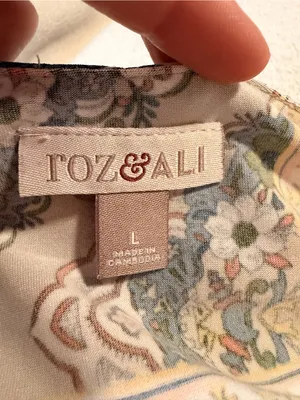 Roz & Ali Patchwork Print Tank Top - Blue & Cream thumbnail 7