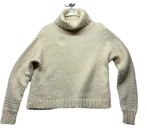 J.Crew Swingy Alpaca-blend Turtleneck Sweater Chunky Knit Cream Size S Merino thumbnail 1