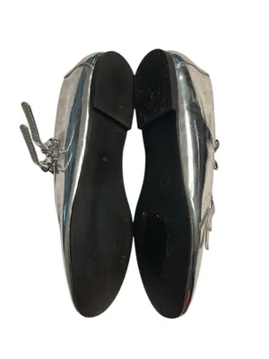 Aqua Silver tone Metallic Mary Jane Buckle Flats/Shoes(Size 6M) thumbnail 3