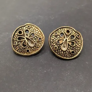 Vintage Clip On Earrings - Large Sand Dollar Beach Theme Statement Earrings thumbnail 2