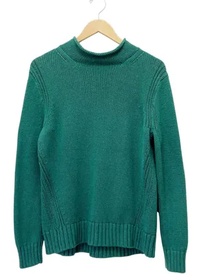 J. Crew Always The 1988 Rollneck Sweater L Emerald Green Cotton Heritage Preppy thumbnail 2