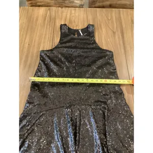 Free People night out Black Sequined Liquid Shine Party sleeveless halter dress thumbnail 5
