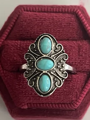 Boho/Vintage Bohemian Design Faux Turquoise Statement Ring Size 7 NWT thumbnail 1