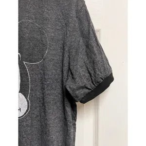 Disney Mickey‎ Mouse Grumpy Face Graphic Ringer T-Shirt Gray Black Large thumbnail 4