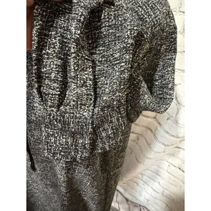 Lou & Grey Ann Taylor Loft Mottled Black White Mod Shift Henley Dress Large thumbnail 5
