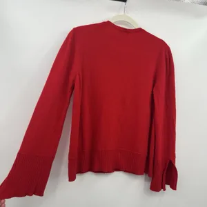 Women's Red Sweater Bianco & Blu Merino Wool Blend Christmas Bright Italy Relax thumbnail 9