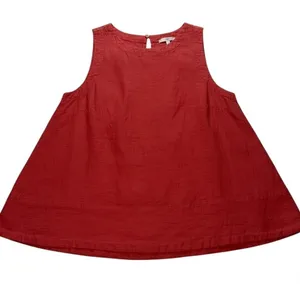 Banana Republic Tank Top Womens M Red Linen Sleeveless Babydoll Casual Summer thumbnail 1