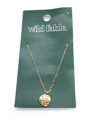 Wild Fable Necklace Disc Pendant Flower Gold Tone thumbnail 1