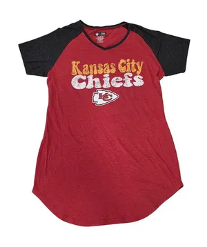 Kansas City Chiefs Womens Red/Black Raglan Shirt NFL Team Apparel Size M thumbnail 1