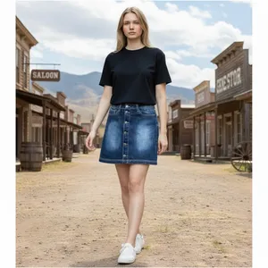 Earl Jean Denim Mini Skirt Dark Wash Distressed Y2K Western 90's Hippie Size 4 thumbnail 2
