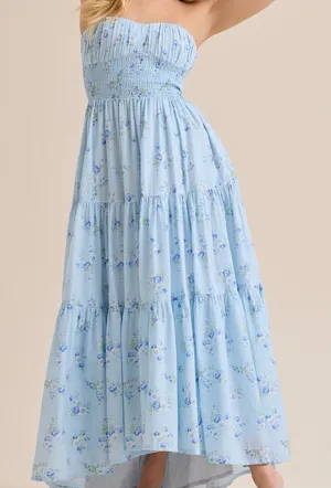 NEW Altar’d State Blue Floral Strapless Maxi Dress Size XL NWT thumbnail 1