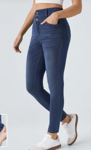 Halara Dark Medium Wash 3 Button Super Stretchy Skinny Jeans Size XL thumbnail 1