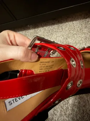 Steve Madden Red Patent Flats with Buckles Size 7 thumbnail 4
