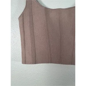 All Row Tan Ribbed Knit Cropped Tank Top Women S Basic Staple Neutral Minimalist thumbnail 8