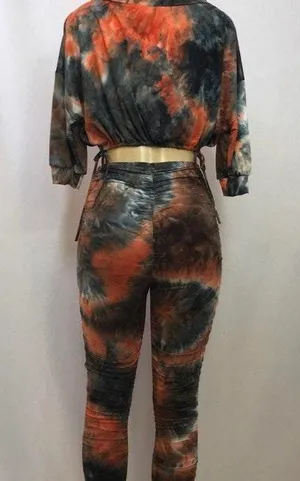 Tye Dye Ruched Pants and Crop Top Multiple thumbnail 2