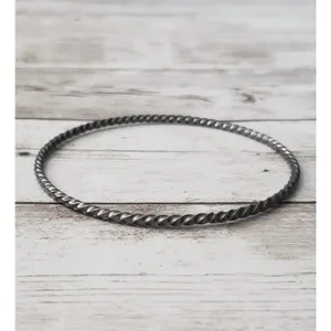 Vintage Bracelet / Bangle Thin Gray Twisted Bangle thumbnail 2