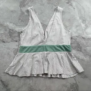 Hem &‎ Thread Gray and White Stripe Tank Top Size Large L thumbnail 2