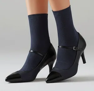 Shoes of Prey leather point toe blue and black ankle strap heels sz 6.5 thumbnail 1