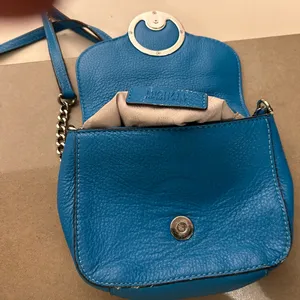 Michael Kors Teal Blue Pebbled Leather Crossbody with MK Medallion thumbnail 6