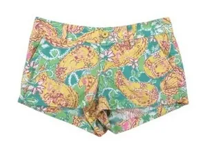 Lilly Pulitzer Walsh Pop Goes The Lemur‎ Yellow Turquoise Paisley Shorts Size 6 thumbnail 1