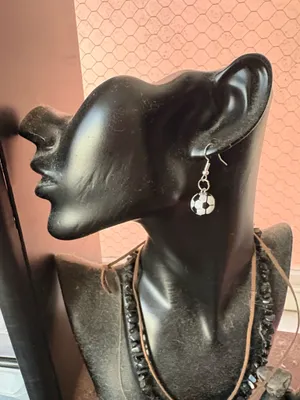 Boutique Fun wooden soccer ball drop earrings thumbnail 2