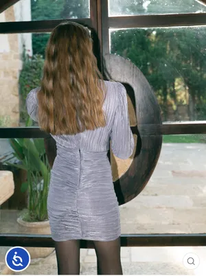 Sabina Musayev x Revolve Maya mini dress lavender metallic foil pleated small thumbnail 2