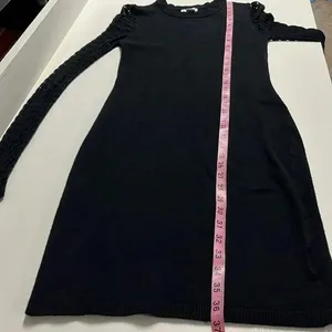 Bar III Imperfect black sweater dress crochet sleeves stretchy versatile‎ neutral fall m thumbnail 4