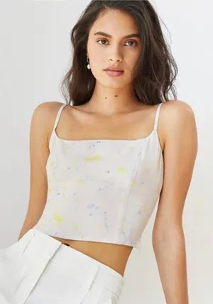 Aritzia Wilfred Basel Bustier Top in White Floral thumbnail 1