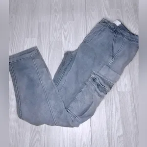 FREE PEOPLE Women’s Grey Cargo Pants thumbnail 3