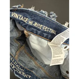 American Eagle Vintage Hi-Rise Festival Blue Distressed Denim Shorts‎ Size 2 thumbnail 7