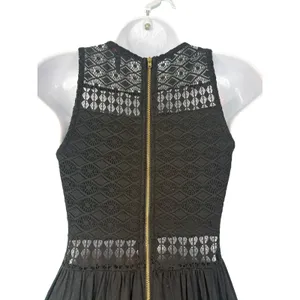 Material Girl Black Lace Bodice Maxi Dress Sleeveless Slit‎ Small Goth Festival thumbnail 4