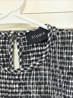 Storia Black and White Gingham Ruffle Mini Dress thumbnail 2