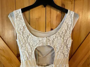 American Eagle Summer Lace Overlay Dress White Cream Size 2 Cap Sleeve nwt (069 thumbnail 6