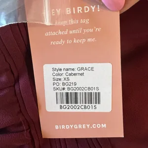 Birdy Grey - NWT Grace Chiffon Cabernet Strapless Bridesmaid Gown Sz XS thumbnail 8