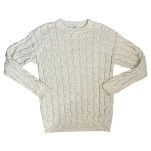 Vintage Hampton bay trading company beige cable knit sweater fisherman cotton thumbnail 1