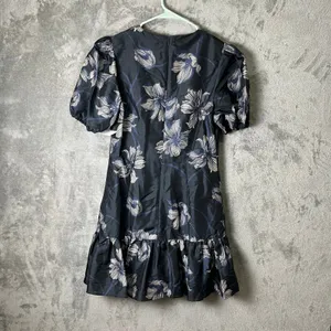 Hutch Rayan Mini Dress Navy Vining‎ Buds Floral Ruffle Hem Puff Sleeve Small New thumbnail 5