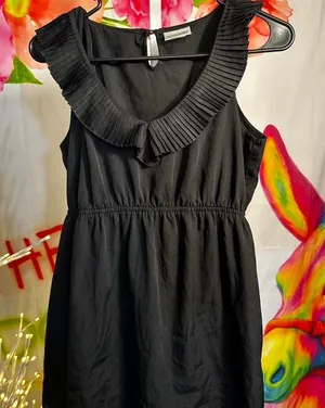 X65. Motherhood Maternity black shirt with ruffle collar Size S thumbnail 1