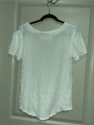 We The Free White Textured V-Neck Short Sleeve Tee - Lightweight thumbnail 2